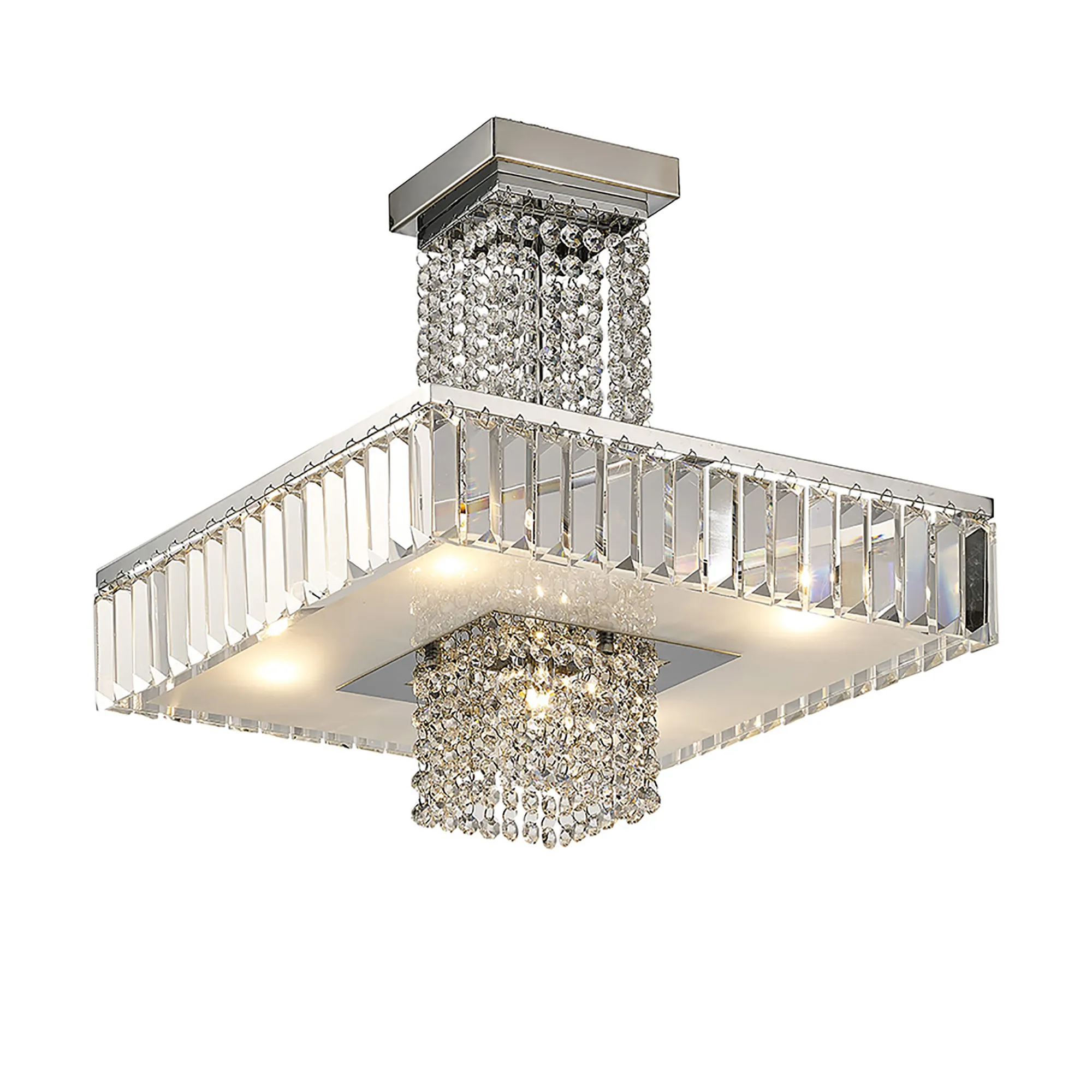 Ophelia Crystal Ceiling Lights Diyas Ringed & Square Crystal Fittings